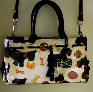 Dooney and Bourque Scottie Dog Patterned Tassel Tote Satchel Shoulder